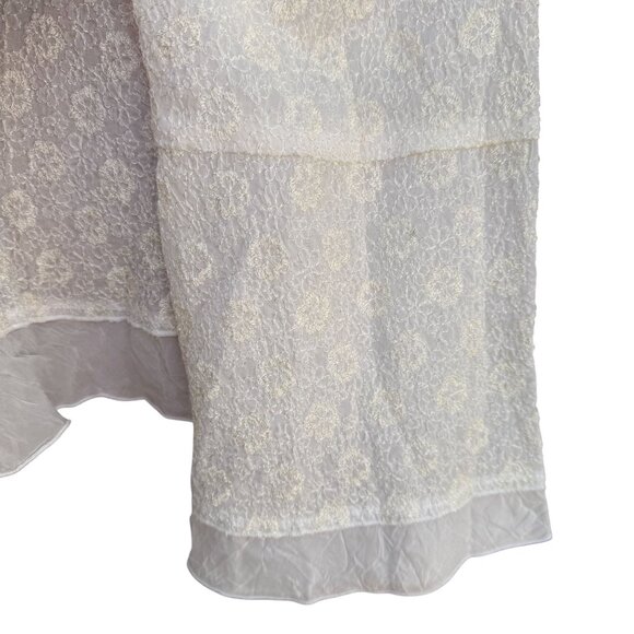 J.Jill Textured Lace Button-Up Blouse Size 2X White Ivory Sheer Ruffled Hem NEW - Picture 4 of 15